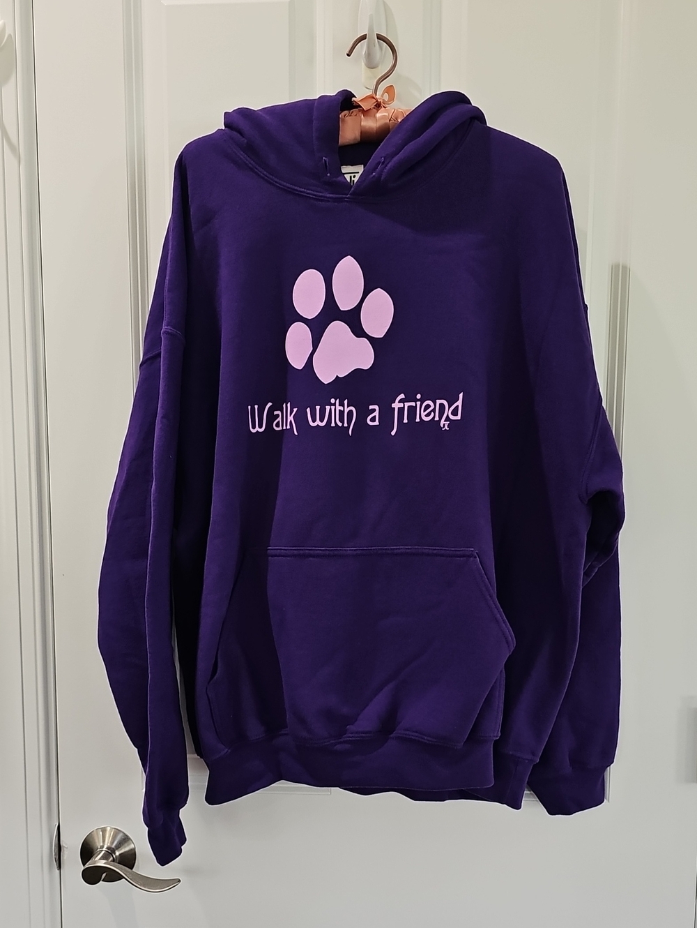 Walk With a Friend Purple Pet Hoodie - Pink Paw Design